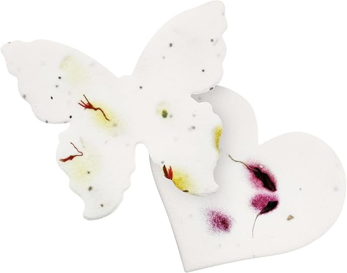 48pcs Seed Paper – 24pcs Hearts & 24pcs Butterflies Plantable Wildflower, Writable & Plantable Gift for Moms, & Plant Lover, Ideal for Weddings, Baby Shower, Memorial, & Celebrations