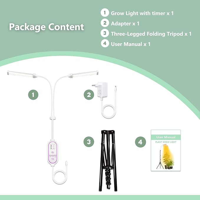 Grow Lights for Indoor Plants Full Spectrum, LED Plant Light with Stand, Adjustable Height, Plant Grow Lights with Auto 4/8/12/H Timer for Indoor Tall Plants.(210 LEDs Stand)