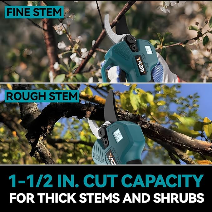 Brushless Electric Pruning Shears for Makita 18V Battery, Portable Cordless Pruning Shears with LCD Display&SK5 Blades, Adjustable Cutting Diameter 0.8-1.2 Inch for Gardening Tree Pruning(NO Battery)