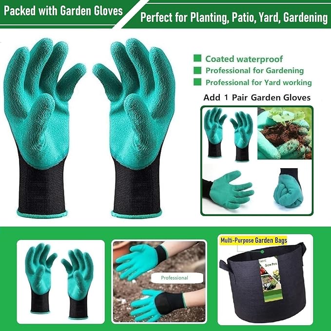 400 Gallon Large Raised Garden Bed Bag (70x24 inch) Big Garden Bag Sturdy Plant Grow Bag for Tomato,Potato Planter,Herb Veggies Planter Bag,Flower Bed,Yard Waste Bag,Lawn Debris Bag,Leaf Bag W/ Gloves