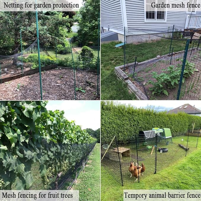 Deer Fence Netting, 5x100 Ft Plastic Mesh Netting for Garden Protection, Temporary Fence Animals Barrier for Bird, Chicken, Reusable Mesh Fencing Roll for Vegetable, Fruit Tree, Shrubs, Black