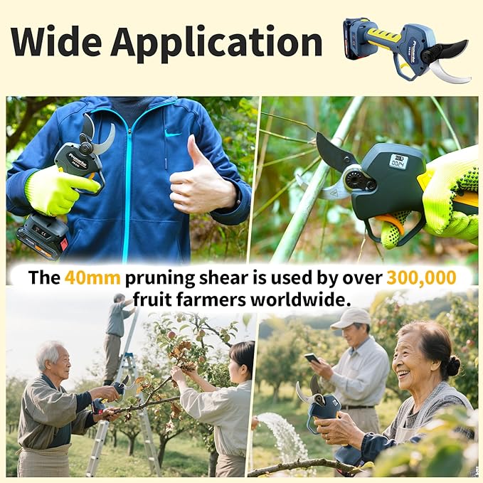 Electric Pruning Shears Cordless 40mm 1.6'' Cutting Diameter 2×2Ah Batteries, Compatible with Makita 18V Battery Powered Pruner Electric Secateurs Branch Cutter Professional for Tree Trimming
