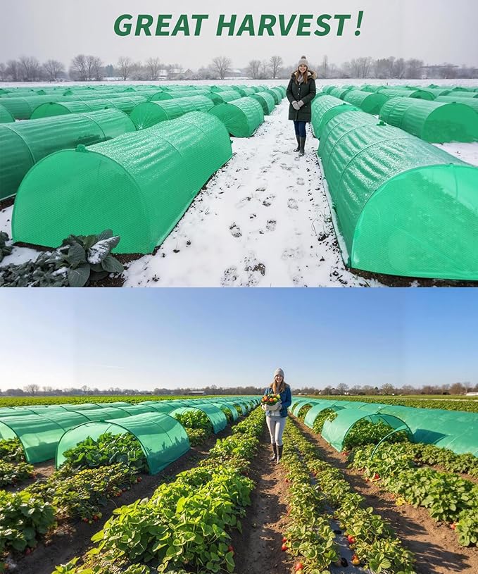 NEW Plant Covers Freeze Protection Kit,10x33FT 1.3 oz/ydยฒ Frost Blanket,36 Hoop,12 Peg,Reusable Garden Bed Covers for Winter,Greenhouse Tunnel,Snow & Pest Protection for Outdoor Plant & Raised Bed
