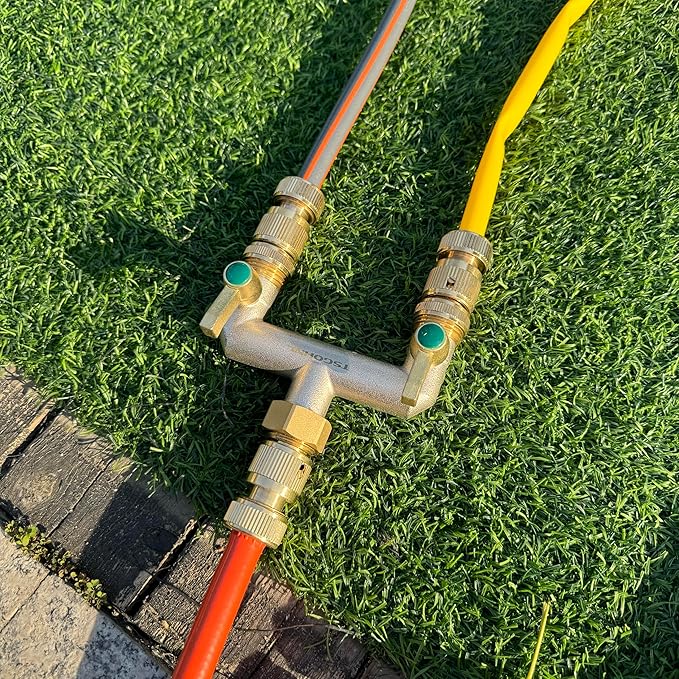3/4 Inch Garden Hose splitter,Designed for installing multiple irrigation system timers, Suitable for high water pressure faucet manifolds,Freeze and rust resistant high flow 2 way valve