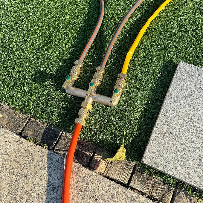 3/4 Inch Garden Hose splitter,Designed for installing multiple irrigation system timers,Suitable for high water pressure faucet manifolds - Freeze and rust resistant Full Flow 3 way valves
