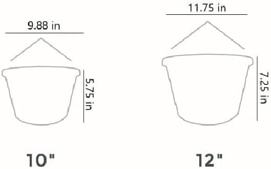 Euro Hanging Basket Planter - The HC Companies | Decorative 12-Inch Large Plastic Hanging Basket w/Swirl Design for Outdoor Plants, White (Pack of 2)