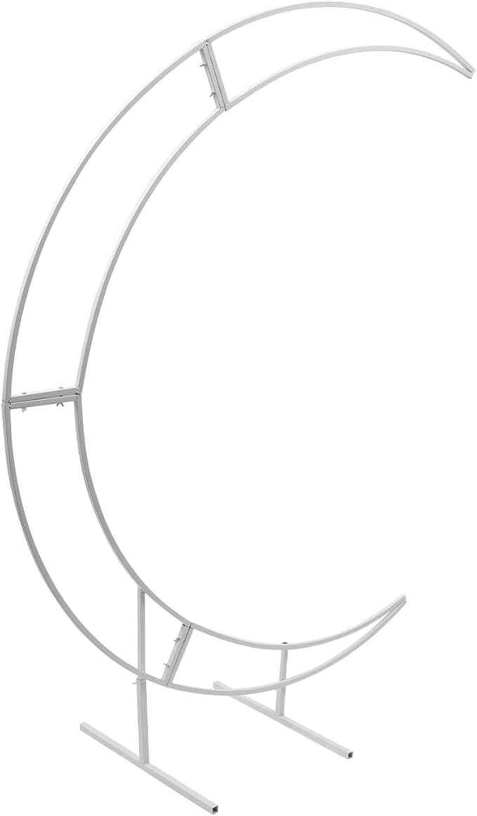 Wedding Arch, 7ft Metal Crescent Moon Wedding Arch Stand, Curved Flower Balloon Frame Garden Arbors and Arches for Wedding, Valentine's Day, Christmas, New Year Decoration (White)