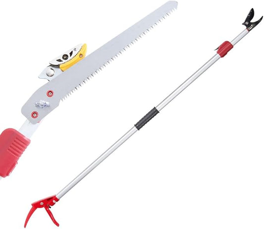 Long Reach Tree Pruner with Telescoping Pole, 3.9-7.2 ft Extendable Fruit Picker, Pruning Saws for Tree or Bypass Trimming (Silver, 3.9~7.2 Ft)