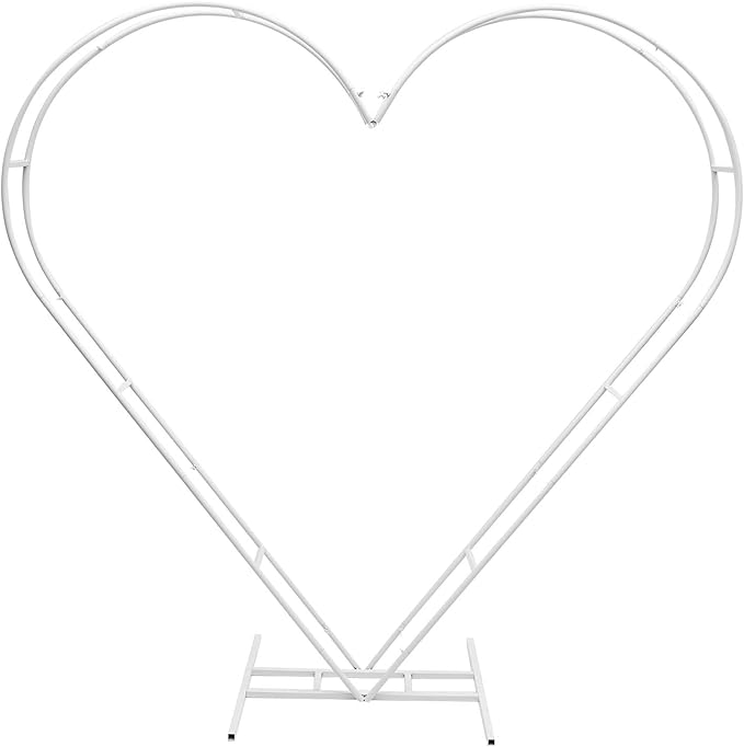 Wedding Arch Stand for Ceremony White Heart-Shaped Modern Metal Balloon Arch Stand Kit Garden Floral Arch Frame Background for Anniversary Birthday Party Bridal Shower Lawn Decor