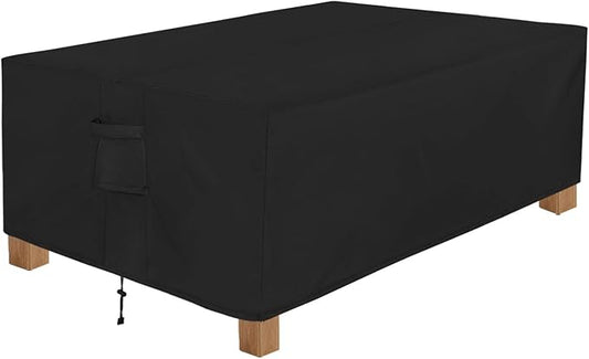 Easy-Going Patio Furniture Cover Waterproof Outdoor Rectangular Coffee Table Cover with Seal Tape at Seams (48" L x 28" W x 16" H, Black)