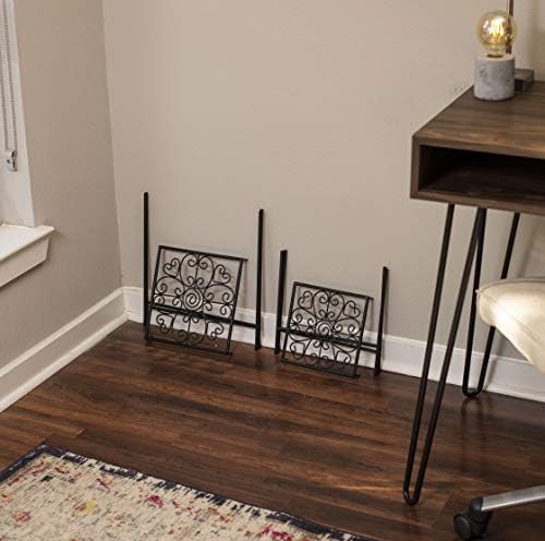 BIRDROCK HOME Metal Plant Stands - Durable Iron with Decorative Scroll Design - Compact Folding Stand for Small Plants, Succulents, and Flowers - Perfect for Indoor and Outdoor Use - Black, Set of 2