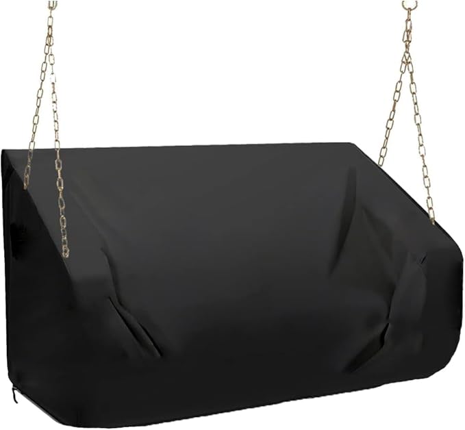 Porch Swing Cover 86 Inch Waterproof 600D Oxford Hanging Outdoor Swing Cover All Weather Protected Swing Covers for Outdoor Furniture (Black, 86x45x(32-24) Inch)