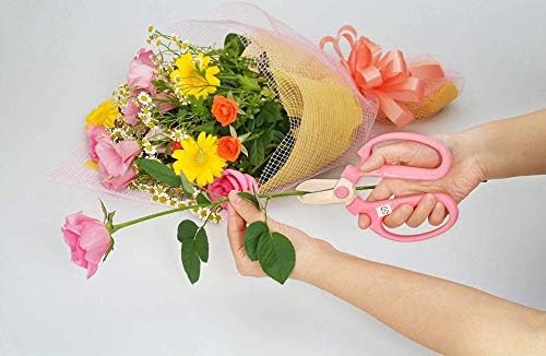Japanese Florist Scissors – SAKAGEN HAND CREATION Flower Shears Made in JAPAN for Floral Design & Gardening Large Size Model F-180 (Pink)