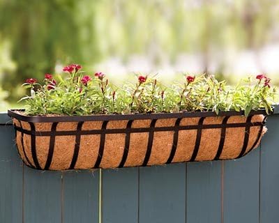 BestNest 2-Pack Panacea 88558 Flat Iron Series Planter Boxes, 36" – Black Metal Window Box Planters with Coco Liners – Durable Wall or Fence Mount Trough Planters for Flowers, Herbs & Outdoor Décor