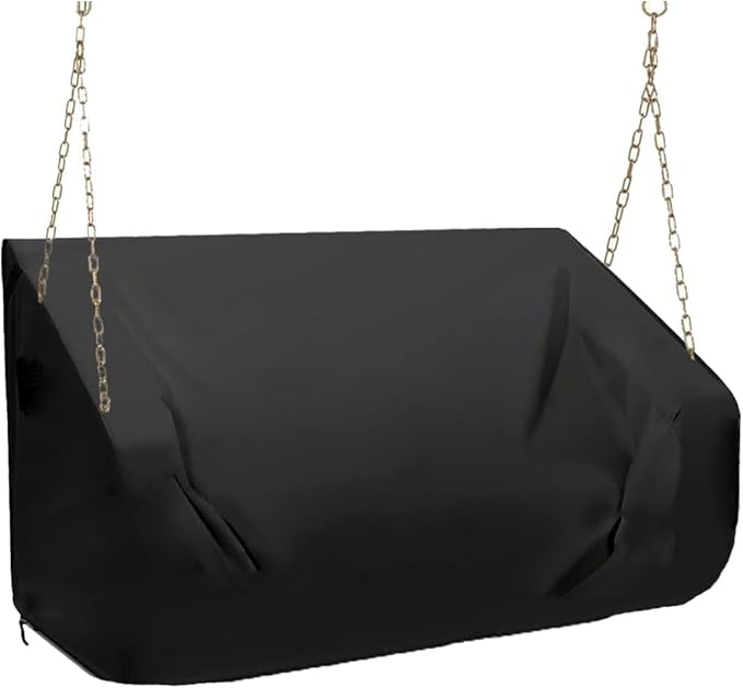 Porch Swing Cover 56 Inch Waterproof 600D Oxford Hanging Outdoor Swing Cover All Weather Protected Swing Covers for Outdoor Furniture (Black, 56x28x(32-24) Inch)