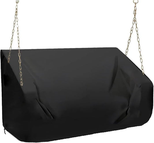 Porch Swing Cover 56 Inch Waterproof 600D Oxford Hanging Outdoor Swing Cover All Weather Protected Swing Covers for Outdoor Furniture (Black, 56x28x(32-24) Inch)