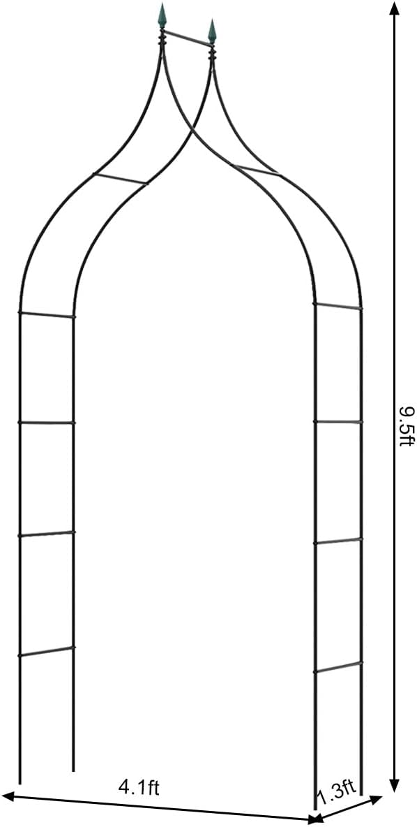S AFSTAR 9.5 Ft Metal Arch, Outdoor Garden Arch for Various Climbing Plant Flower, Wedding Backdrop Stand Archway Arbor for Wedding Garden Party Ceremony Gothic Style Decoration, Easy-to-Assemble (2)