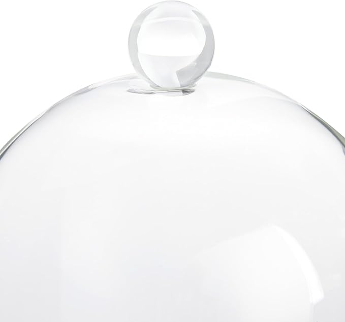 Farmlyn Creek Glass Dome Cloche Display Case - 5.1 x 5.1 x 10 in, Clear Dome & Wood Base - Cloche & Glass Cover - Succulent & Collectible Display
