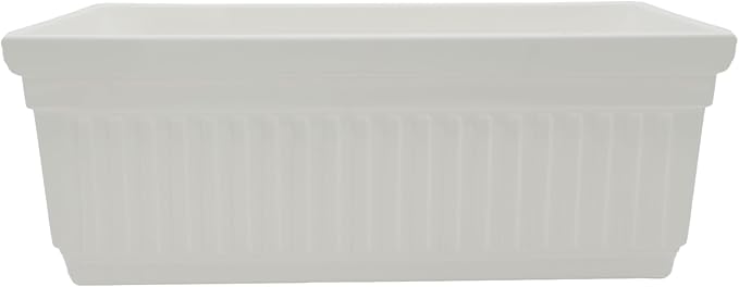 The HC Companies Venetian Window Planter Box w/Drain Plug - Long Planter Box for Windowsills, Balconies & More - Plastic Rectangular Outdoor Planters for Herbs & Flowers (18" White, Pack of 1)