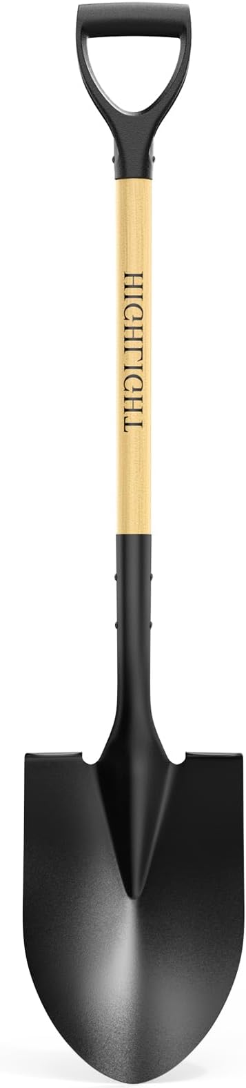 HIGHLIGHT Spade, Heavy Duty Gardening Shovel, Garden Shovel 41 inch for Digging, Round Shovel with D-Handle, for Garden,Beach, Snow, Fiberglass Handel, Wood
