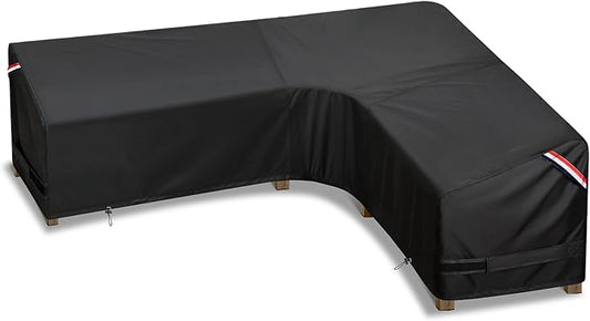 KylinLucky Patio Sectional Sofa Covers L-Shaped, 104" X 83" Waterproof Outdoor Couch Cover Black
