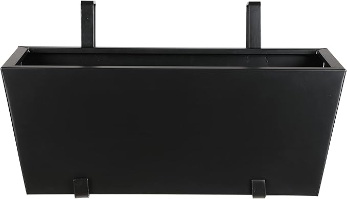 BIRDROCK HOME 1pk Metal Railing Planter - Balcony Flower Box - Deck Rail Boxes - House Apartment Plant Pot - Black