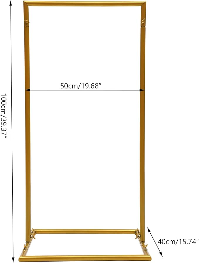 1.6*3.3FT Wedding Arch Stand for Ceremony Gold Square Modern Metal Balloon Arch Stand Kit Garden Floral Arch Frame Background for Anniversary Birthday Party Decoration Home Garden Outdoor Lawn Decor