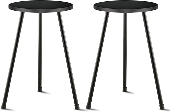 Black Tall Plant Stand Indoor Set of 2, Mid Century Wood Plant Table for Flower Pots, Metal Plant Holder, Modern Home Decor Small Round Side End Table (11.8"x20")
