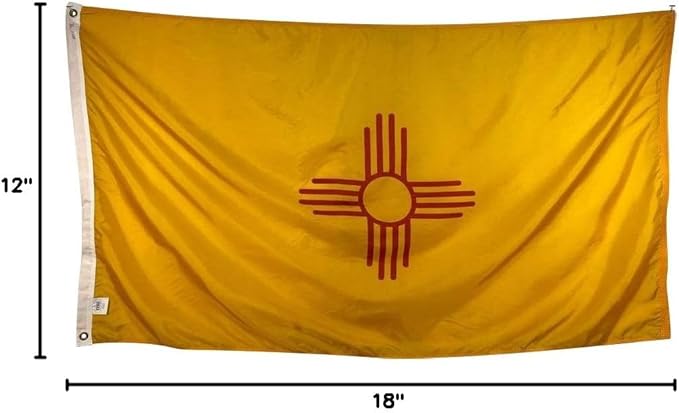 12x18" New Mexico Boat Flag - All Weather Nylon & Reinforced Fly End Stitching - Made in the USA (12x18")