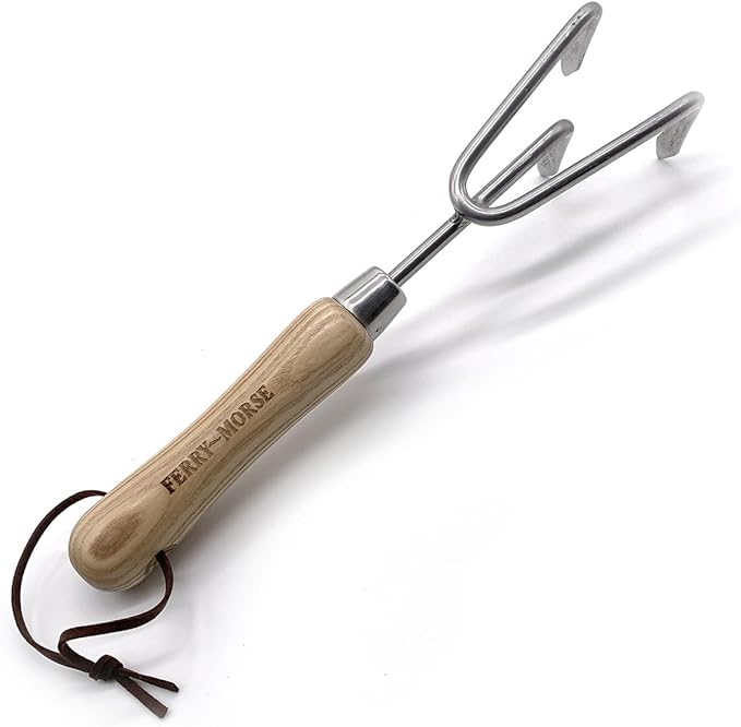 Ferry-Morse Premium All Hand Tools Set, 6Pcs Gardening Tools, Stainless Steel Heavy Duty Hand Cultivator, Hoes, Weeder, Snips, & Hori Hori with Ash Wood Handle, Garden Tool Bag 8 Pockets