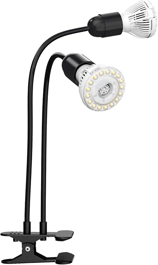 SANSI LED Grow Lights for Indoor Plants, Lifetime Free Bulb Replacement, 300W Full Spectrum Dual Gooseneck Clip Plant Grow Light with Optical Lens for High PPFD Growing Power Lamp,No Timer