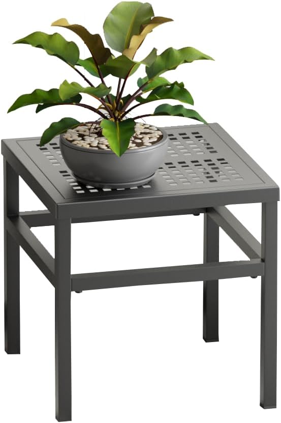 Plant Stand - Indoor/Outdoor Extra-Sturdy Aluminum Plant Stand – Ideal for Patios, Gardens, Living Room Decoration (Black)