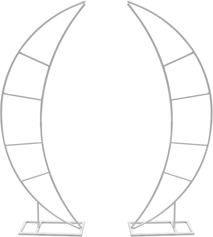 Wedding Arch Stand for Ceremony 2PCS Moon-Shaped White Modern Metal Balloon Arch Stand Kit Garden Floral Arch Frame Background for Anniversary Birthday Party Decoration Home Garden Outdoor Lawn Decor