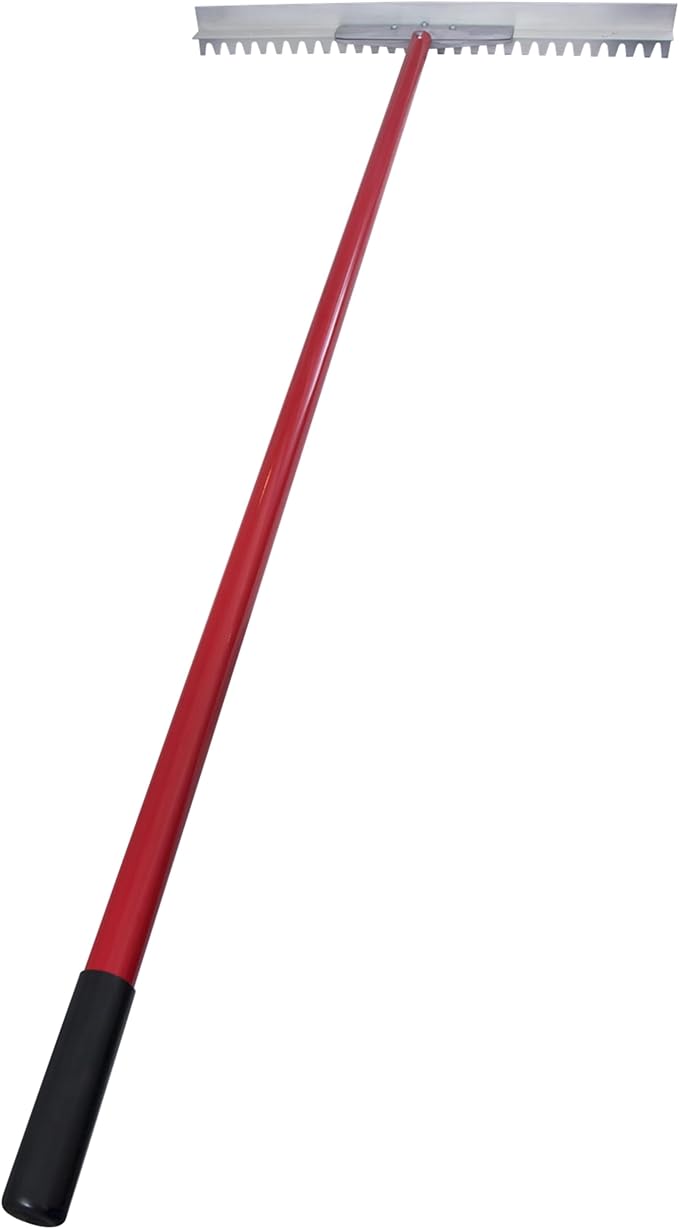 MARSHALLTOWN Asphalt Lute Rake, Blunt 36 Inch Blade, 72 Inch Aluminum Handle, T Connector, Made in The USA, RED700027C
