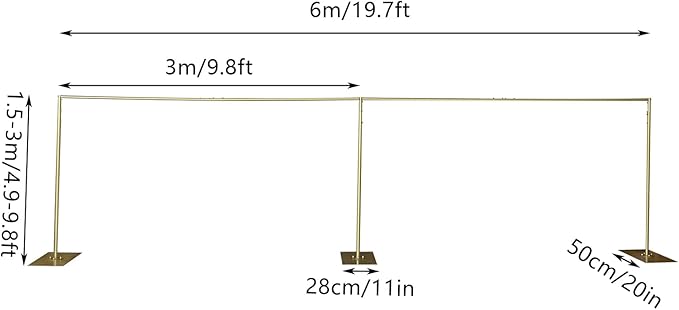 Wedding Arch Backdrop Stand Gold 19.7*9.8FT Adjustable Wedding Arches for Ceremony Metal Balloon Arch Stand Garden Arbor Frame for Wedding Birthday Party Baby Shower Photo Booth Background Decoration