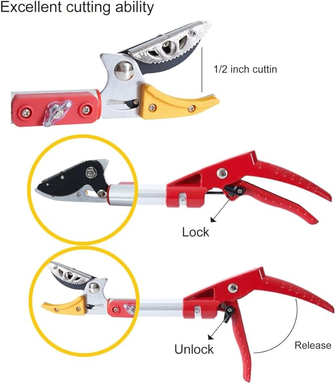 Long Reach Tree Pruner with Telescoping Pole, 3.9-7.2 ft Extendable Fruit Picker, Pruning Saws for Tree or Bypass Trimming (Silver, 3.9~7.2 Ft)
