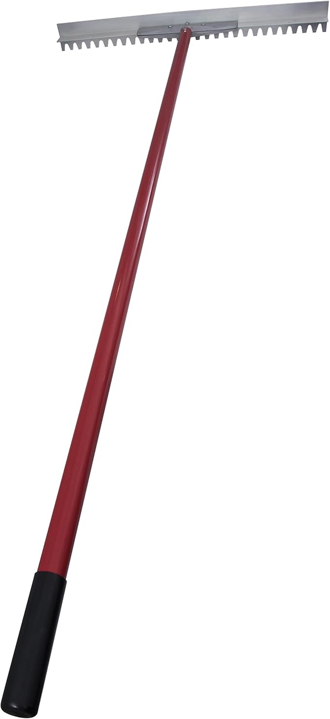 MARSHALLTOWN Asphalt Lute Rake, Blunt 36 Inch Blade, 84 Inch Aluminum Handle, T Connector, Made in The USA, RED700083C