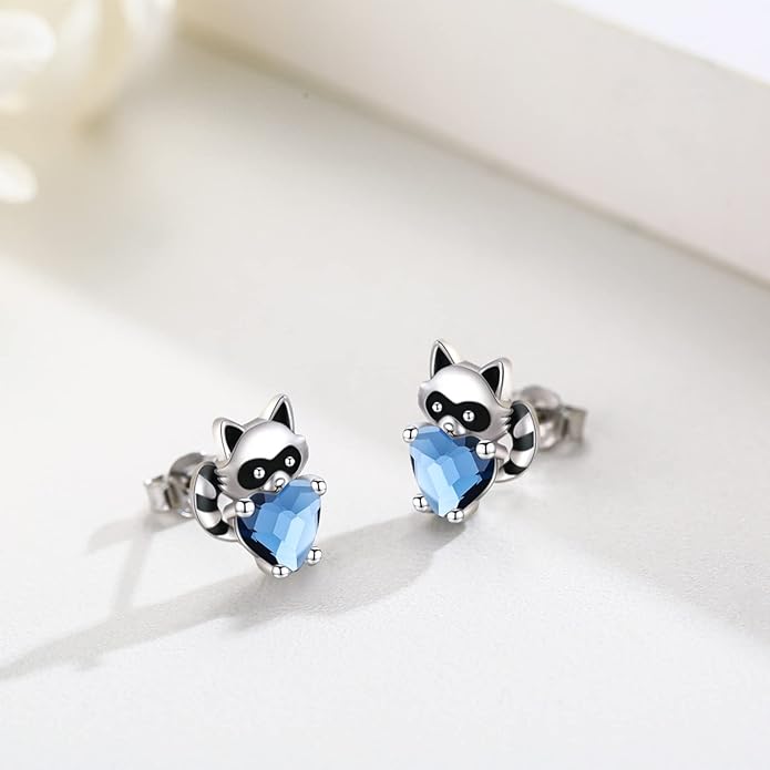 JUSTKIDSTOY Hypoallergenic Earrings Sterling Silver Crystal Cute Animal Studs Earrings for Sensitive Ears Birthday Gifts for Women Girls