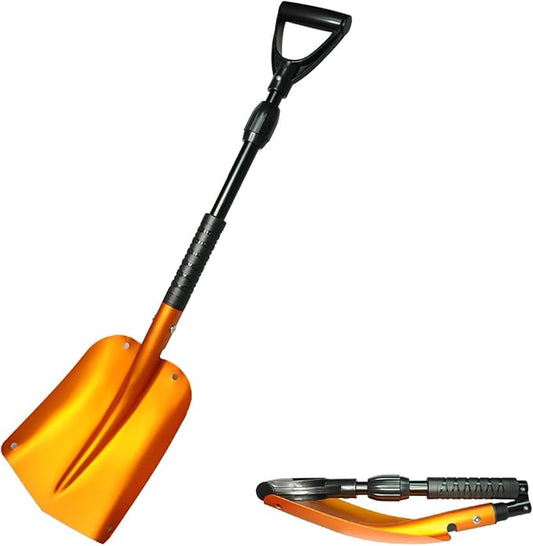 GEARFLAG Collapsible Folding Aluminum Compact Snow Shovel 39" - Snow Removal in Winter, Emergency Kit for Vehicle, Car, Van, SUV, Truck, Snowmobile, Gardening (Orange)