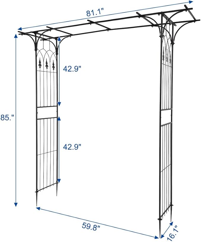 Garden Arbor, 7FT Arch Archway for Wedding Ceremony Party, Steel Garden Trellis for Plant Climbing, Christmas Decorations Pergola for Backyard, Lawn