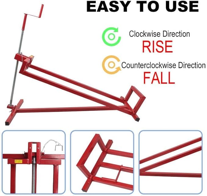 Lawn Mower Lift Jack -Lifting Platform 882 Lbs Capacity for Garden Tractors and Lawn Mowers with Manual Handle & Power Tool Extension Handle (Red)