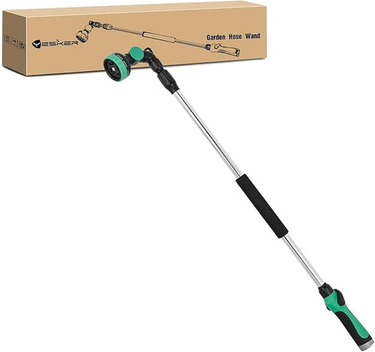 Yesker Watering Wand for Garden Hose, 36-54 Inch Adjustable, 10 Spray Patterns, Sprayer Wand with Pivoting Head, Garden Hose Nozzle with Thumb Flow Control, Ideal for Water Hanging Baskets and Shrubs