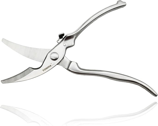 TONMA Poultry Shears Heavy Duty [Made in Japan] 10" Japanese Kitchen Scissors Restaurant Grade Stainless Steel Kitchen Shears All Purpose for Spatchcock Turkey, Butterflied Chicken, Crab, Seafood