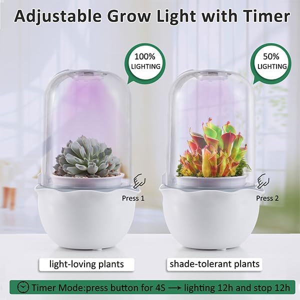 Smart Venus Fly Trap Terrarium Pot with Timer and Fan,Carnivorous Plant Pot with Grow Light,Terrarium Kit for Butterwort,Christmas Birthday Gifts for Women Garden Lover (No Plant)