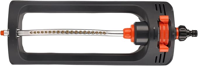 Lawn Sprinkler, Metal Oscillating Sprinkler with 19 Brass Nozzles 4 Modes Water Sprinkler Aluminum Alloy Water Spray Pipe Oscillating Watering Sprinkler Home Lawn, Courtyard