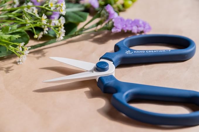 Japanese Florist Scissors – SAKAGEN HAND CREATION Flower Shears Made in JAPAN for Floral Design & Gardening Large Size Model F-180 (Blue)