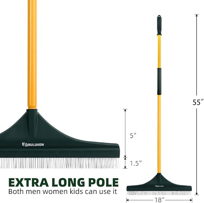 Artificial Turf Rake, 55" Long Whole-Piece Pole No Broke Design - Garden Hand Broom Rake for Easy Quick Remove Leaves, Debris, Shrubs, Pet Hairs.. from Turf, Lawn, Synthetic Grass, Carpet