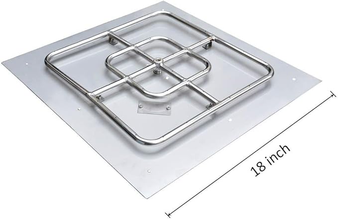 onlyfire Stainless Steel Square Fire Pit Flat Pan with Burner Ring Assembly, 18-Inch