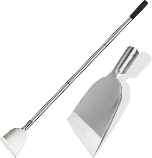 Floor Scraper Long Handle Stainless Steel, Multifunctional Cleaning Shovels with Flat Head, Moss Plaster Wall Putty Shingle Removal Tool, Ice Scraper, Snow Shovel for Driveway-Heavy Duty
