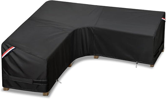 KylinLucky Patio Sectional Sofa Cover V-Shaped,85"X 85" Waterproof Outdoor Sectional Couch Covers Black
